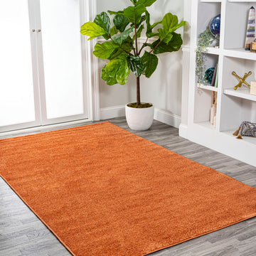 Haze Solid Low-pile Area Rug Orange